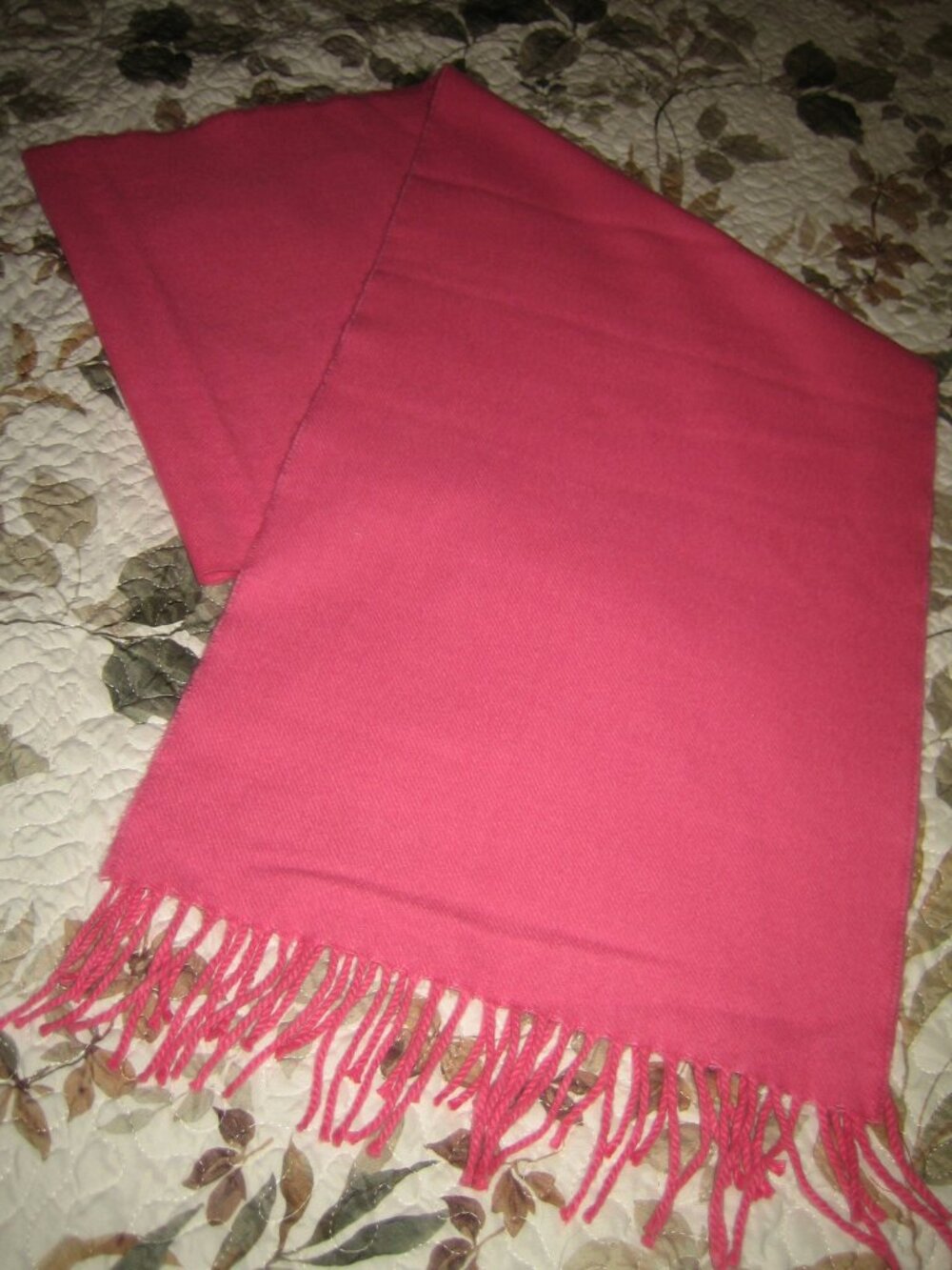 Pink/Fuchsia Cashmere Muffle/Scarf/Wrap 12" X 74"    Fringe.